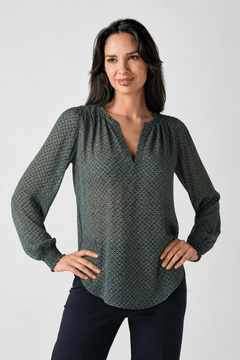 Simple Blouse with Geometric Pattern- Size: S