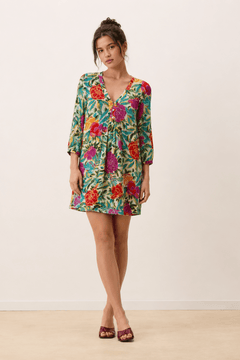 Tropical Print Dress in Cotton- Size: XS