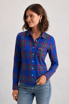 Colorful Plaid Button-Up Shirt - Size: S