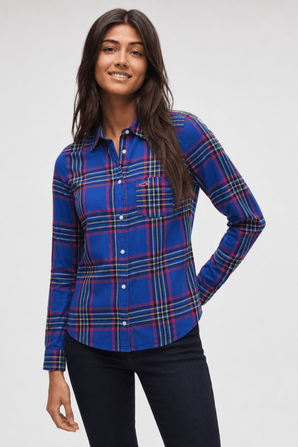 Colorful Plaid Button-Up Shirt - Size: S