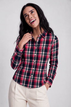Cotton Shirt in Shades of Pink,Navy and Green- Size: S/M