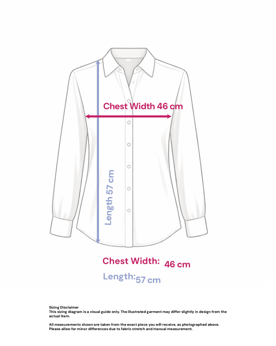 Cotton Shirt in Shades of Pink,Navy and Green- Size: S/M — measurements