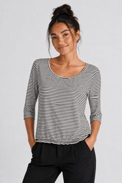 Striped Knit Top with Elasticated Hemline - Size: M