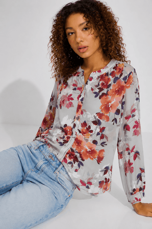 Watercolor Blouse in Grey Base- Size: M/L