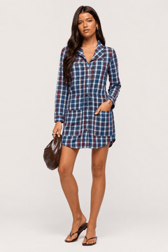 Cotton Shirt Dress with Waist Tie - Size: S