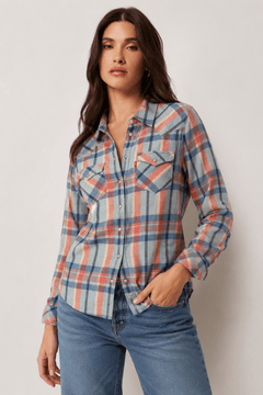 Pastel Plaid Shirt in Pure Cotton- Size: XS
