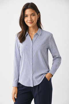 Classic Striped Shirt in Cotton Blend - Size: M