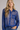 Cobalt Blue Blouse with jacquard-like Pattern - Size: S