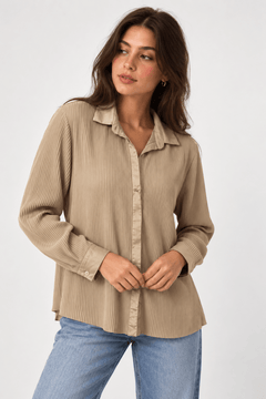 ♦︎ Pleated Beige Blouse - Size: M