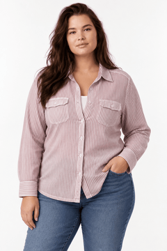 100% Cotton Utility Shirt in Lilac- Size: XL