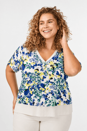 Casual V-Neck Blouse in Viscose- Size: XL