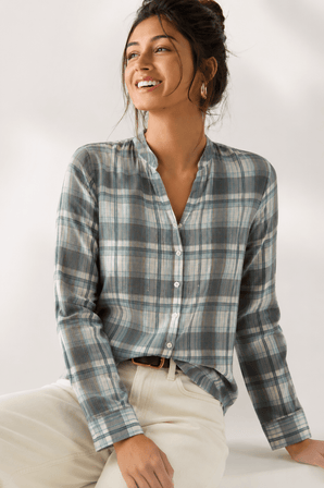 Checkered Blouse with Metallic Thread - Size: M/L