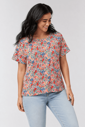Multicolor Floral Top in Cotton- Size: L/XL