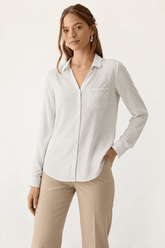 Spotted Pattern Shirt in White Base- Size: S