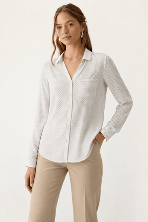 Spotted Pattern Shirt in White Base- Size: S