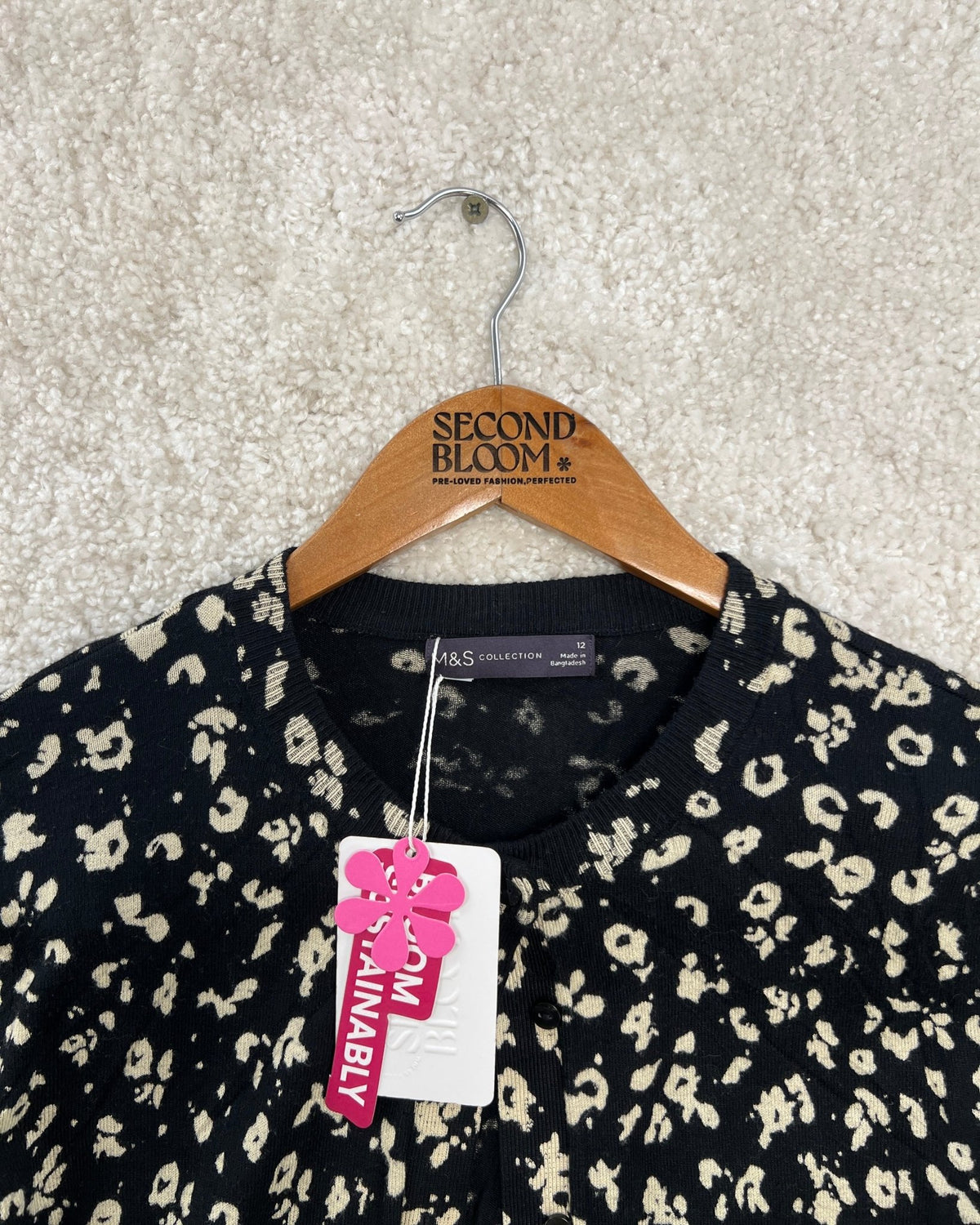 Viscose Blend Cardigan with Abstract Print- Size: M — measurements