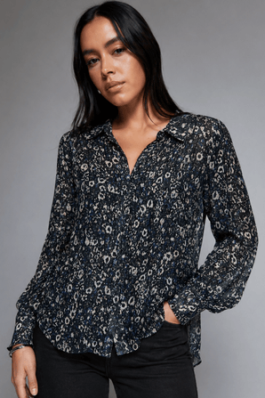 Oversized Patterned Blouse in Sheer Fabric - Size: M/L