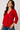 Cropped V-neck Blouse in Hot Red- Size: M/L
