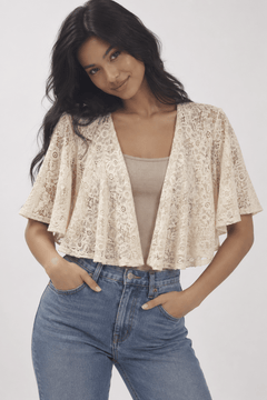 Lace Cropped Shrug in Cream- Size: S