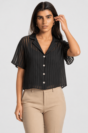 ♦︎ Sheer Black Blouse - Size: M/L