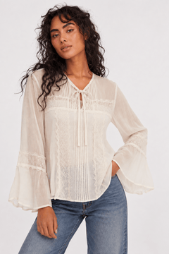 ♦︎ Sheer Lace Panel Blouse - Size: S/M