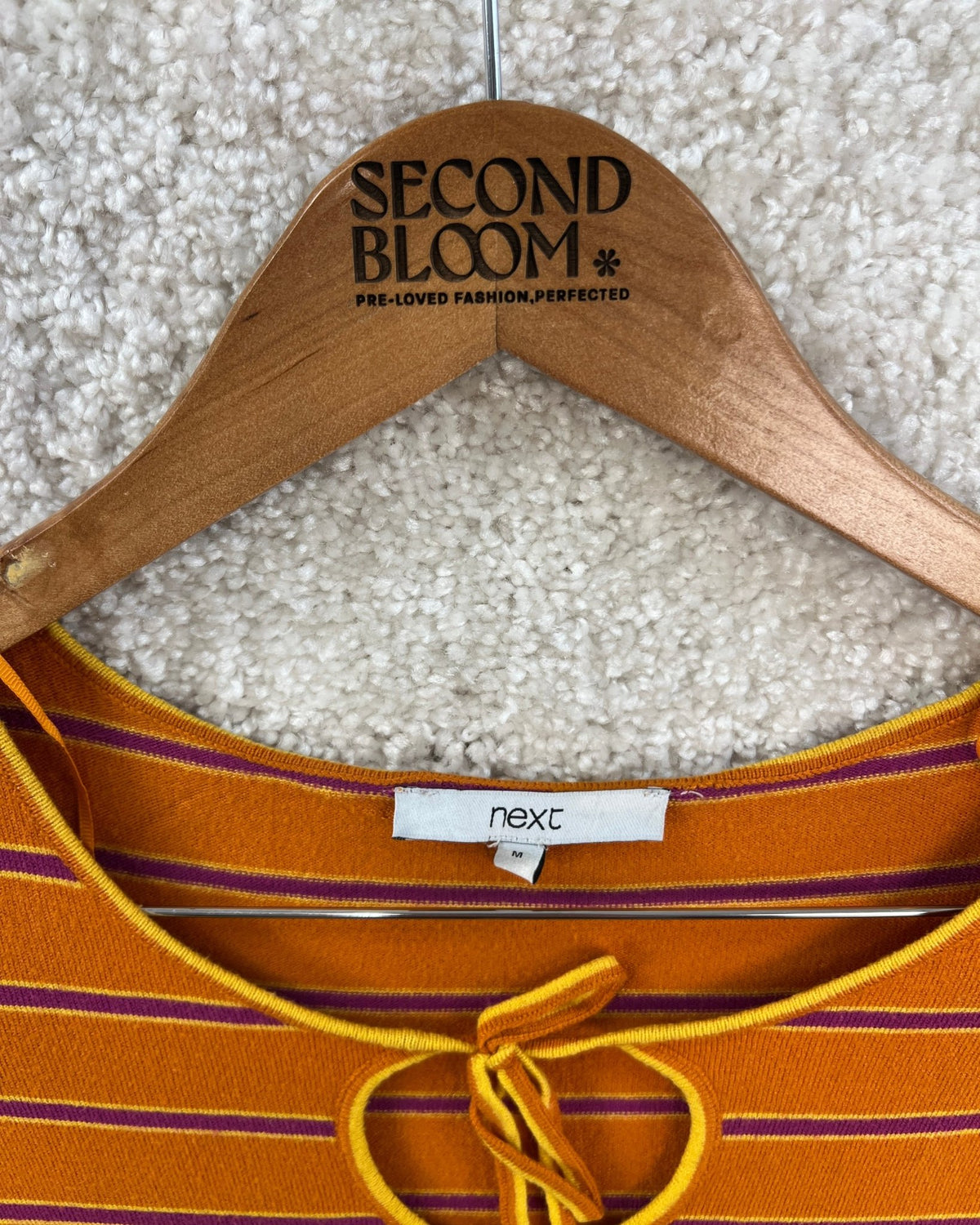 Orange Top with Front Tie Detail- Size: S/M — measurements