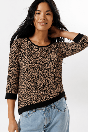 Leopard Print Top in 100% Viscose- Size: M
