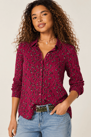 Pure Viscose Blouse in Berry Pink - Size: S/M