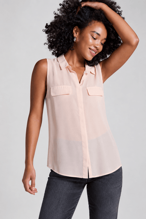 Peach Sleeveless Blouse - Size: S/M