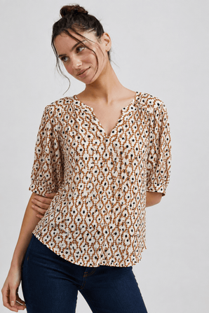 Abstract Pattern Top in Viscose- Size: XL