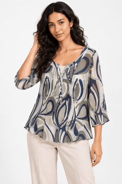 Abstract Swirl Pattern Blouse - Size: M