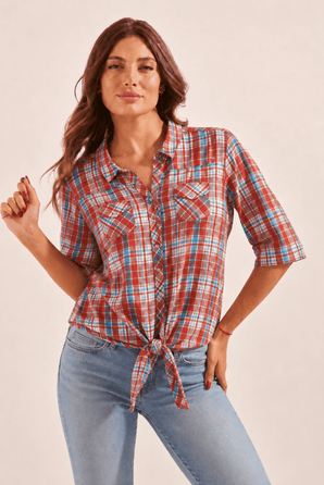 All Cotton Shirt with Tied Waist - Size: M/L
