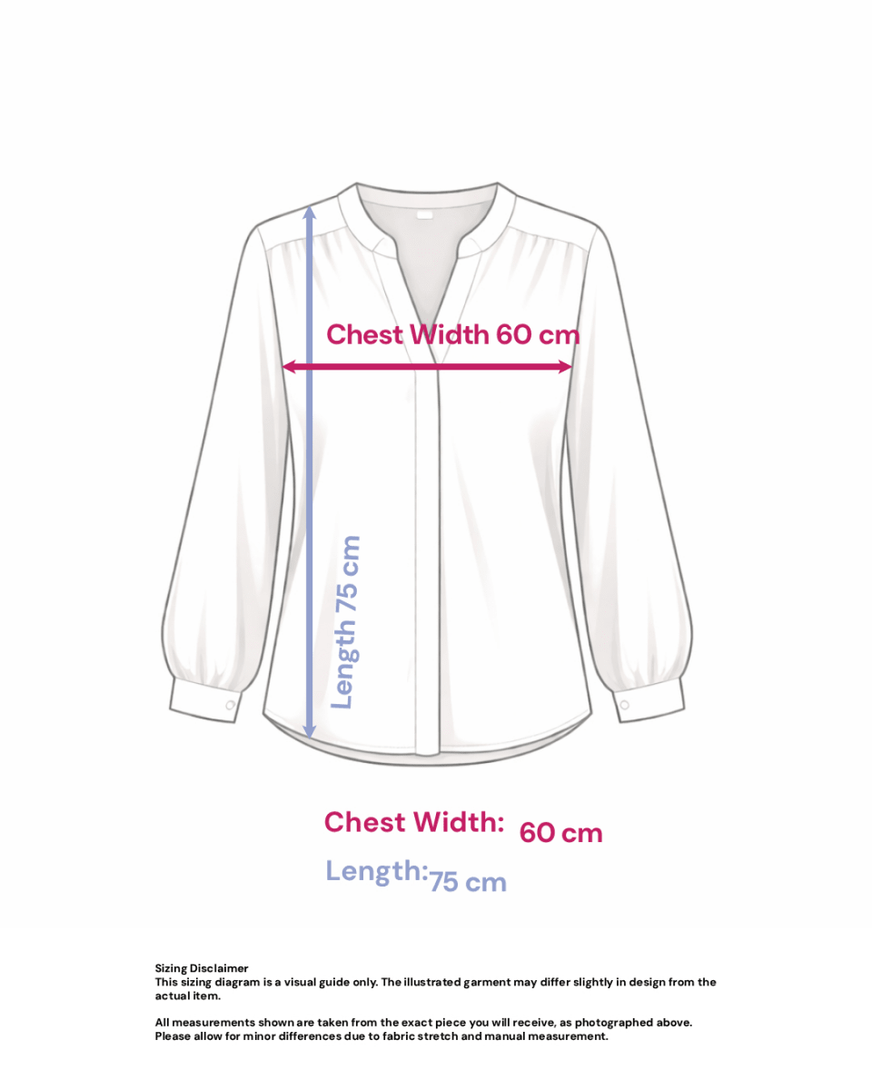 Beaded Blouse with Kimono-style Sleeves- Size: XL/XXL — measurements