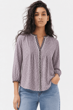 Cotton Blouse in Soft Lavender- Size: M