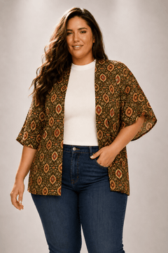 Diamond Pattern Kimono in Viscose- Free Size