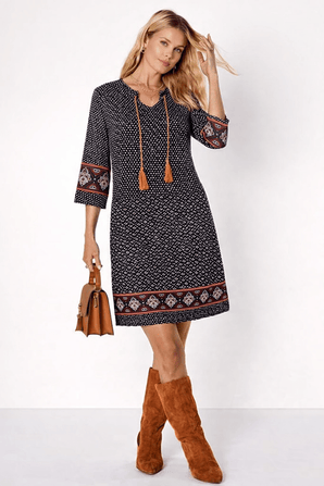 Ethnic Style Mini Dress - Size: S/M