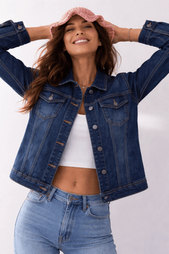 Classic Dark Wash Denim Jacket - Size: M/L