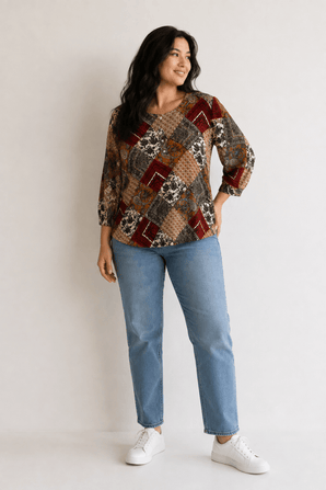 Patchwork Tunic in Viscose - Size: L