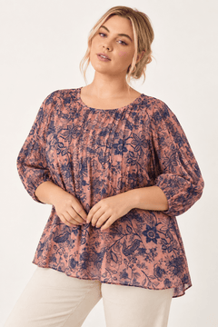 ♦︎ Pleated Pink Cotton Blouse - Size: XL/XXL