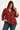 Rose Pattern Blouse in Deep Red- Size: XXXL