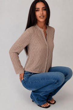 Sequin Detailing Blouse in Light Cotton - Size: M