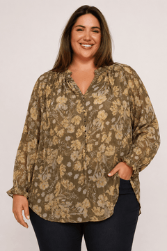 ♦︎ Sheer Button-Front Blouse - Size: XXL