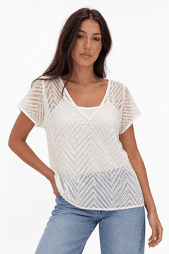 Sheer Top with Chevron Pattern- Size: S/M