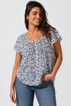 Simple Blouse in Pure Cotton - Size: XXL