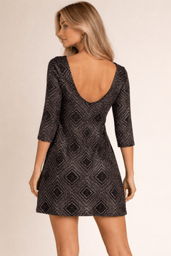 Sparkly Gold Black Party Dress with 3/4 Sleeves- Size:XXL