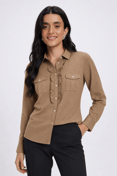 Tan Polka Dot Shirt - Size: S/M