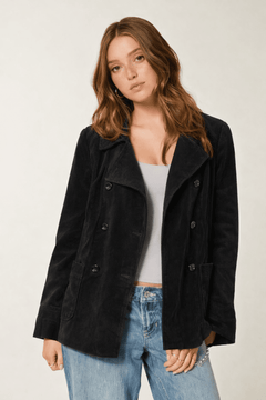 Double-Breasted Corduroy Jacket - Size: XL
