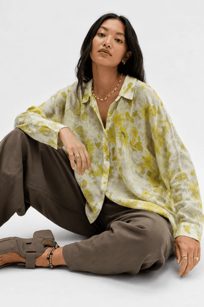 100% Cotton Shirt Dress in Lime Green- Size: XS/S