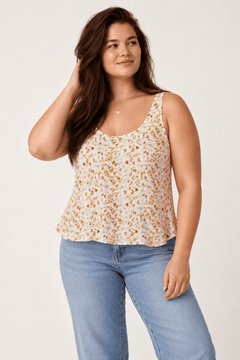 Peach and Lavender Scoop-neck Top - Size: XXL