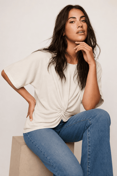 Twist Front Blouse in Ivory- Size: XXL